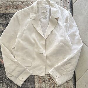 MADEWELL Linen The Sutter Crop White Blazer